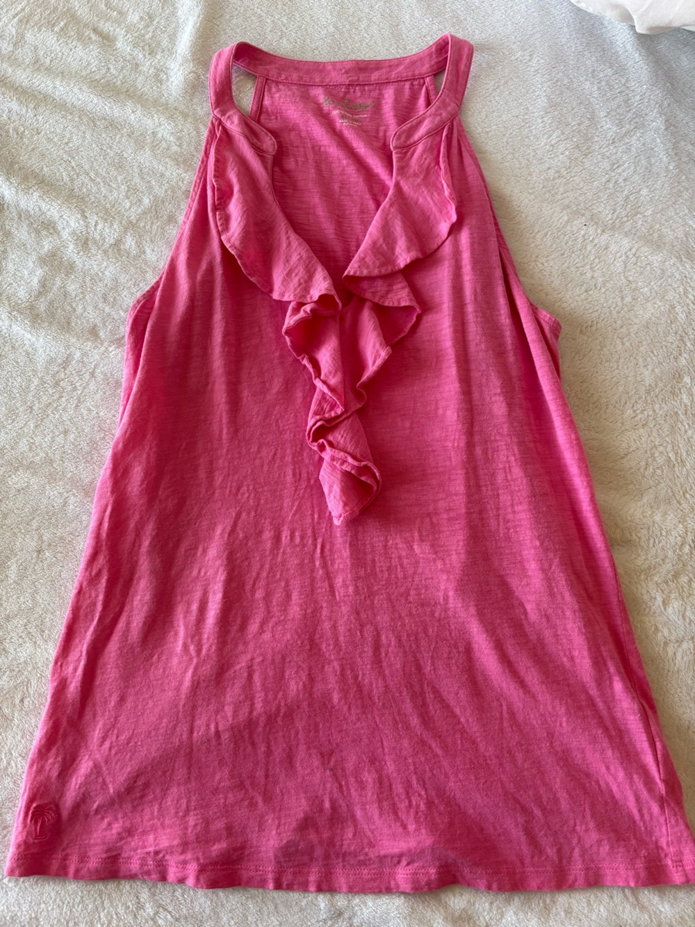Lilly Pulitzer Hot Pink Ruffle Front Sleeveless Tank